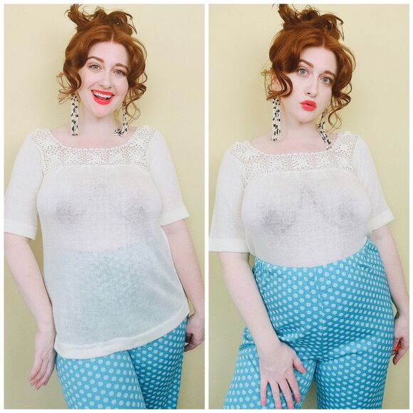 1970s Vintage Arpeja Acrylic Rosette Top / 70s Organically Grown Crochet  Medium - Picture 1 of 6